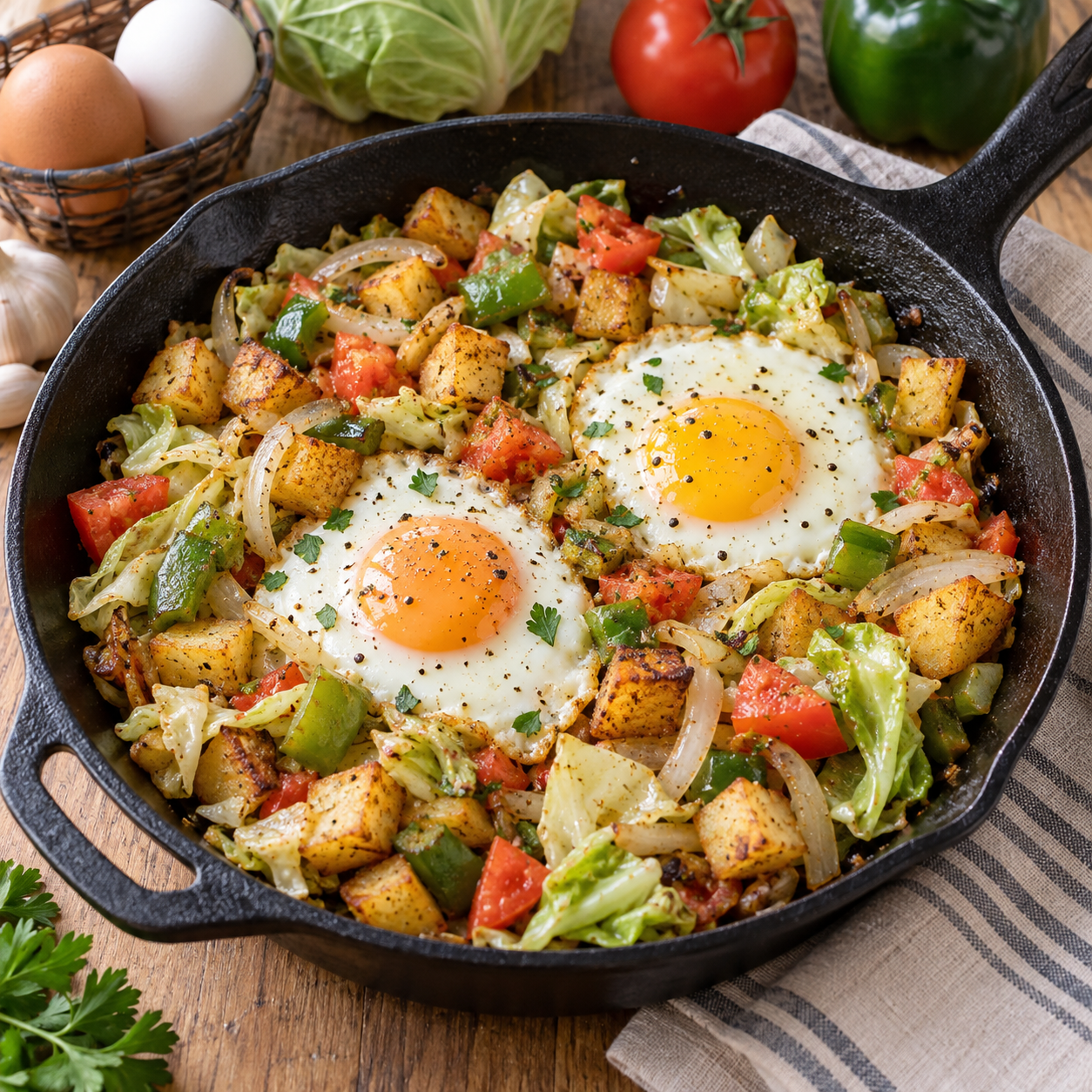 Farm egg and Harvest potato skillet meal idea